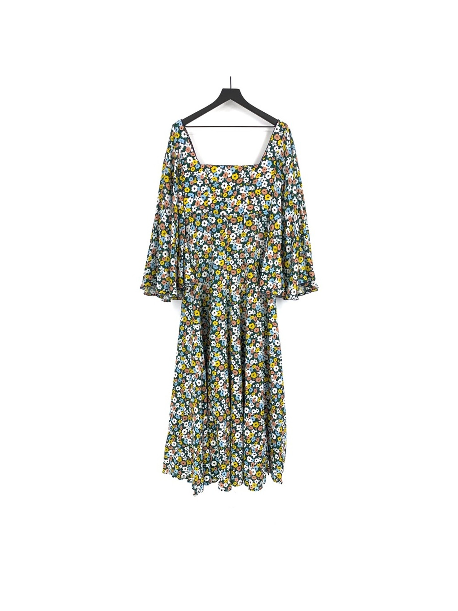 Nwt Agua By Agua Bendita Cumbia La Fania Marino Floral Print Linen Maxi Dress M
